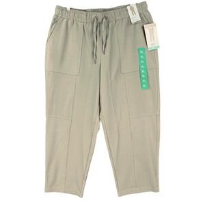 Mondetta Women's Pull-on Stretch High Rise Textured Beige Ankle Pant Size XL NWT